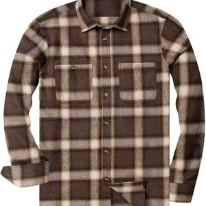 Brown Plaid Button-Up Shirt
